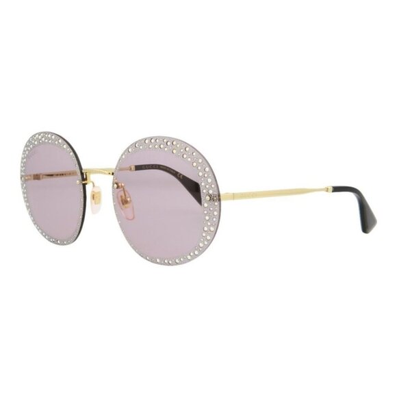 Gucci Womens Round/Oval Gold Gold Violet Fashion Designer Eyewear - Picture 1 of 4